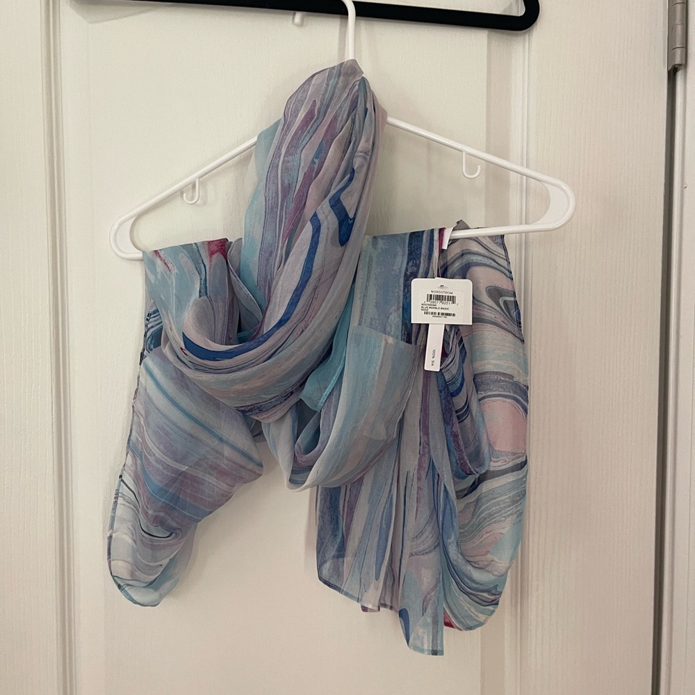 Nordstrom Blue Marble Magic Silk Scarf - Picture 2 of 12